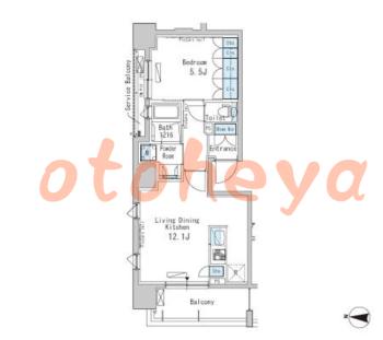楽器可の賃貸物件 1 LDK 17万円の図面１