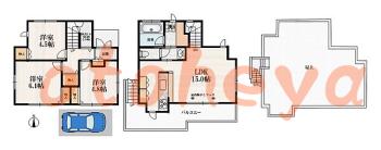 楽器可の賃貸物件 3 LDK 26.5万円の図面１