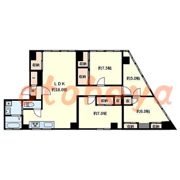 物件 2 SLDK 22万円の図面１