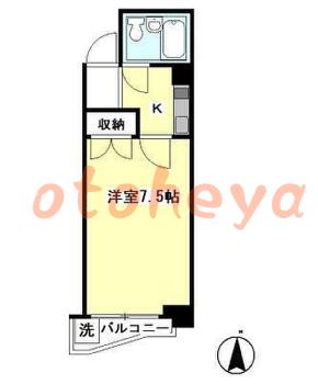 グランドピアノ可の賃貸物件 1 K 6.3万円の図面１