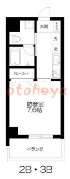 楽器可の賃貸物件 1 K 13.2万円の図面１