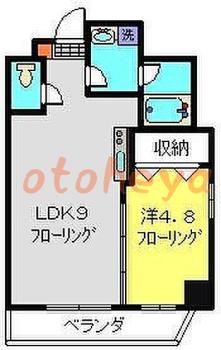 防音室のある楽器可 賃貸物件 1 LDK 12.8万円の図面１