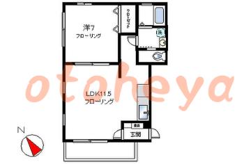 楽器可の賃貸物件 1 LDK 15.4万円の図面１