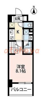 防音室のある楽器可 賃貸物件 1 K 8.4万円の図面１
