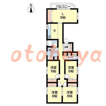 防音室のある楽器可 賃貸物件 4 LDK 19.8万円の図面１