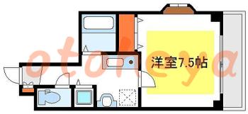防音室のある楽器可 賃貸物件 1 K 7.8万円の図面１