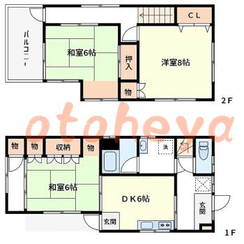 楽器可の賃貸物件 3 DK 11万円の図面１