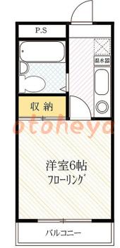 楽器可の賃貸物件 1 K 4万円の図面１