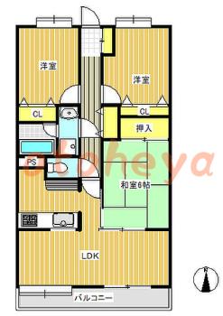 楽器可の賃貸物件 3 LDK 11.5万円の図面１