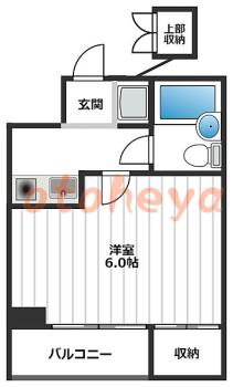 楽器可の賃貸物件 1 K 6.4万円の図面１
