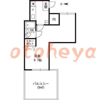 防音室のある楽器可 賃貸物件 1 K 7.7万円の図面１