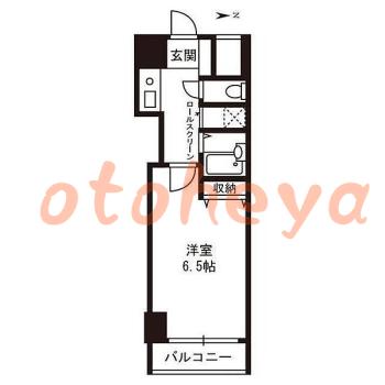 楽器可の賃貸物件 1 K 7万円の図面１
