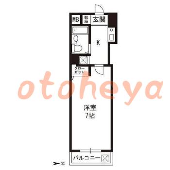 楽器可の賃貸物件 1 K 6.5万円の図面１