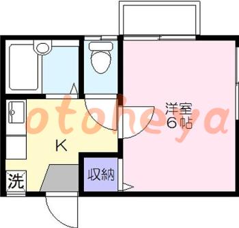弦楽器楽器可の賃貸物件 1 K 7万円の図面１