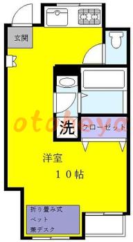 防音室のある楽器可 賃貸物件 1R 13万円の図面１