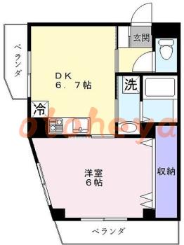 防音室のある楽器可 賃貸物件 1 DK 9.4万円の図面１