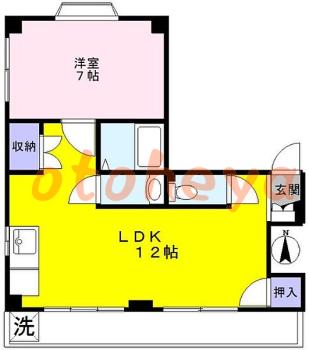 防音室のある楽器可 賃貸物件 1 LDK 12.5万円の図面１