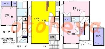 防音室のある楽器可 賃貸物件 3 LDK 16万円の図面１