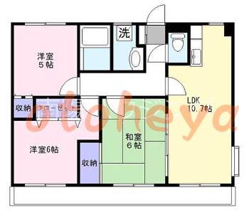 楽器可の賃貸物件 3 LDK 11.4万円の図面１