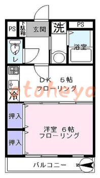楽器可の賃貸物件 1 DK 9.3万円の図面１