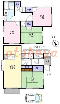 楽器可の賃貸物件 4 LDK 20万円の図面１