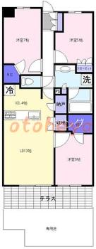 楽器可の賃貸物件 3 LDK 28.8万円の図面１