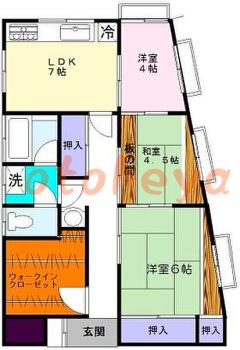 楽器可の賃貸物件 3 DK 13万円の図面１