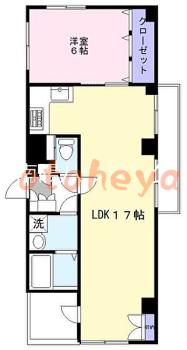 楽器可の賃貸物件 1 LDK 21.5万円の図面１
