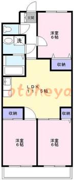 楽器可の賃貸物件 3 LDK 14.5万円の図面１