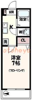 防音室のある楽器可 賃貸物件 1 K 8万円の図面１