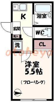防音室のある楽器可 賃貸物件 1 K 7.7万円の図面１