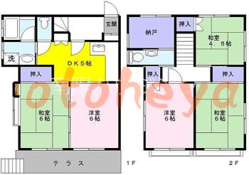 楽器可の賃貸物件 5 DK 13.8万円の図面１