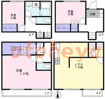 防音室のある楽器可 賃貸物件 3 LDK 17万円の図面１
