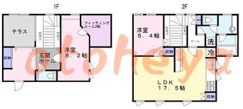 楽器可の賃貸物件 2 LDK 24.5万円の図面１