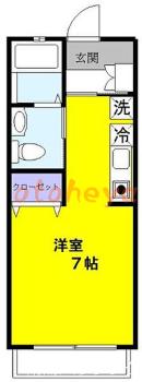 防音室のある楽器可 賃貸物件 1 K 5.8万円の図面１