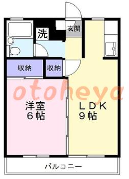 防音室のある楽器可 賃貸物件 1 LDK 9.7万円の図面１