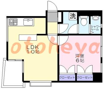 グランドピアノ可の賃貸物件 1 LDK 10.35万円の図面１