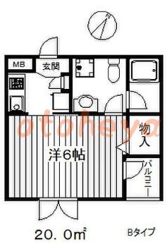 グランドピアノ可の賃貸物件 1 K 6.5万円の図面１