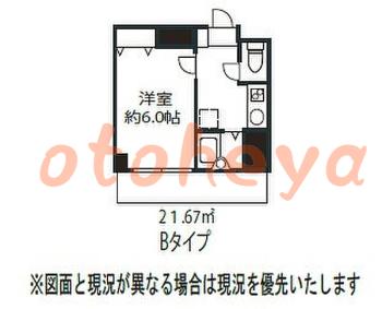 防音室のある楽器可 賃貸物件 1 K 8.1万円の図面１