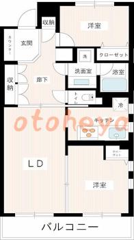 防音室のある楽器可 賃貸物件 2 LDK 18.5万円の図面１