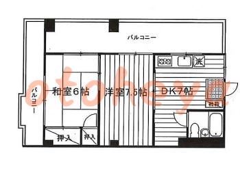 楽器可の賃貸物件 2 DK 7.5万円の図面１