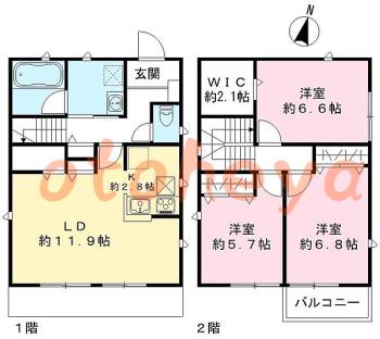防音室のある楽器可 賃貸物件 3 LDK 24.5万円の図面１