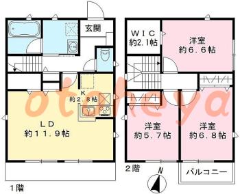 防音室のある楽器可 賃貸物件 3 LDK 24.5万円の図面１