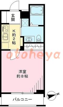 防音室のある楽器可 賃貸物件 1 K 9.2万円の図面１