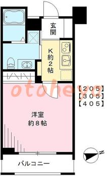 防音室のある楽器可 賃貸物件 1 K 9.6万円の図面１