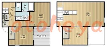防音室のある楽器可 賃貸物件 3 LDK 16.5万円の図面１