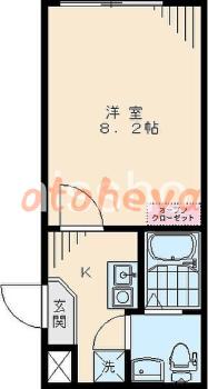 楽器可の賃貸物件 1 K 8.7万円の図面１