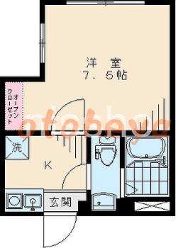楽器可の賃貸物件 1 K 9.2万円の図面１