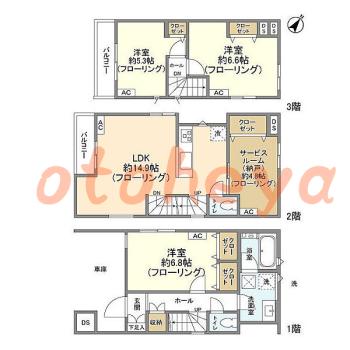 tokyo4物件 3SLDK 26.3万円の図面１