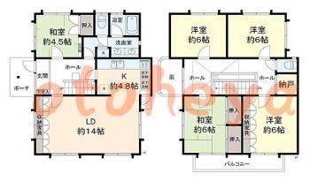 楽器可の賃貸物件 5 LDK 14.5万円の図面１